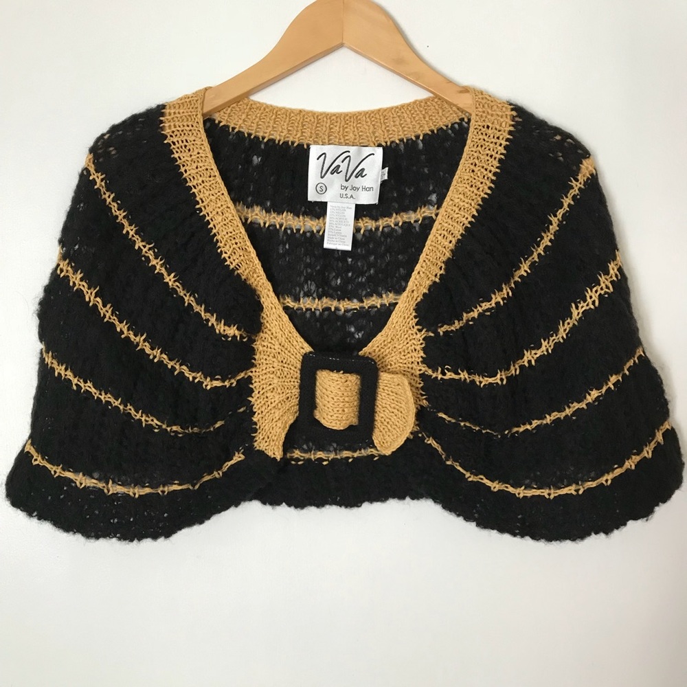 Vintage-Inspired Black and Gold Crocheted Shawl